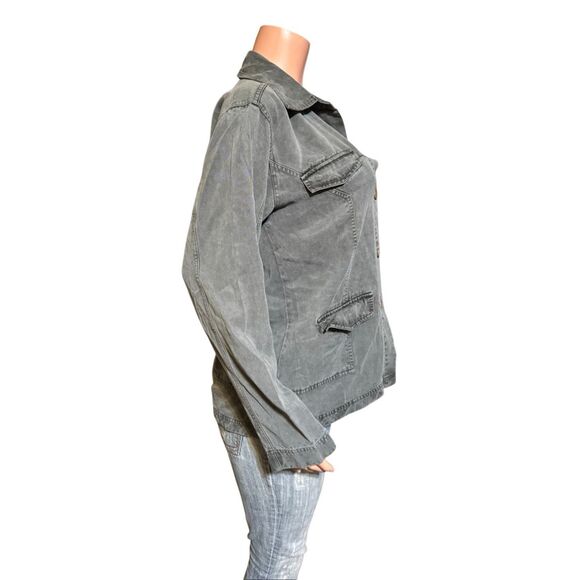 Women's shirt tencel button-down gray casual shirt jacket M - Picture 4 of 7